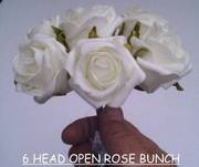 4 Bunches of Wedding Roses,  Soft Foam Bridal Flowers